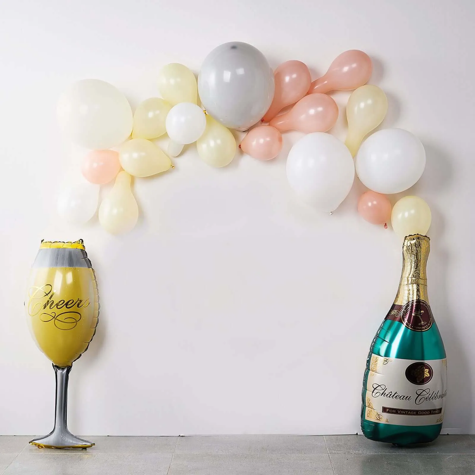 1 Pair 39" Champagne Bottle and Glass Mylar Foil Helium Air Balloons