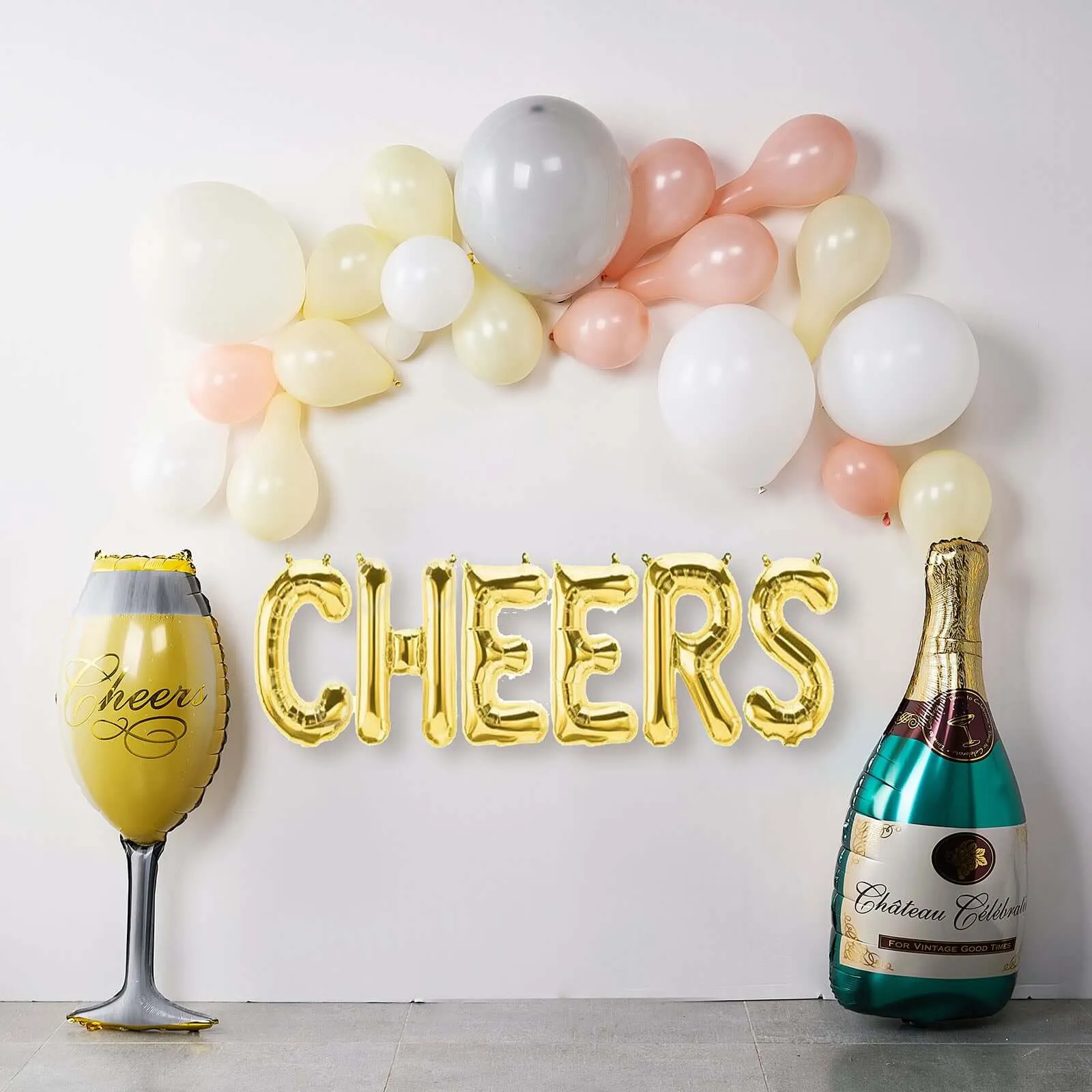 1 Pair Champagne Bottle and Glass Mylar Foil Helium/Air Balloons 39"