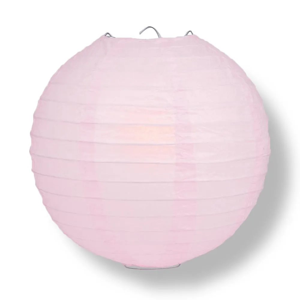 12" Valentine's Day Pink Mix Paper Lantern LED String Light COMBO Kit (21 FT, EXPANDABLE, White Cord)