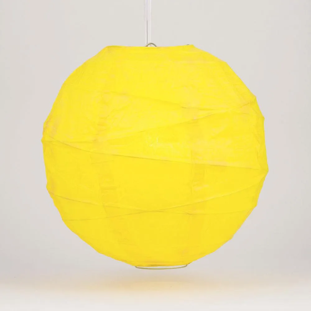 12" Yellow Round Paper Lantern, Crisscross Ribbing, Chinese Hanging Wedding & Party Decoration