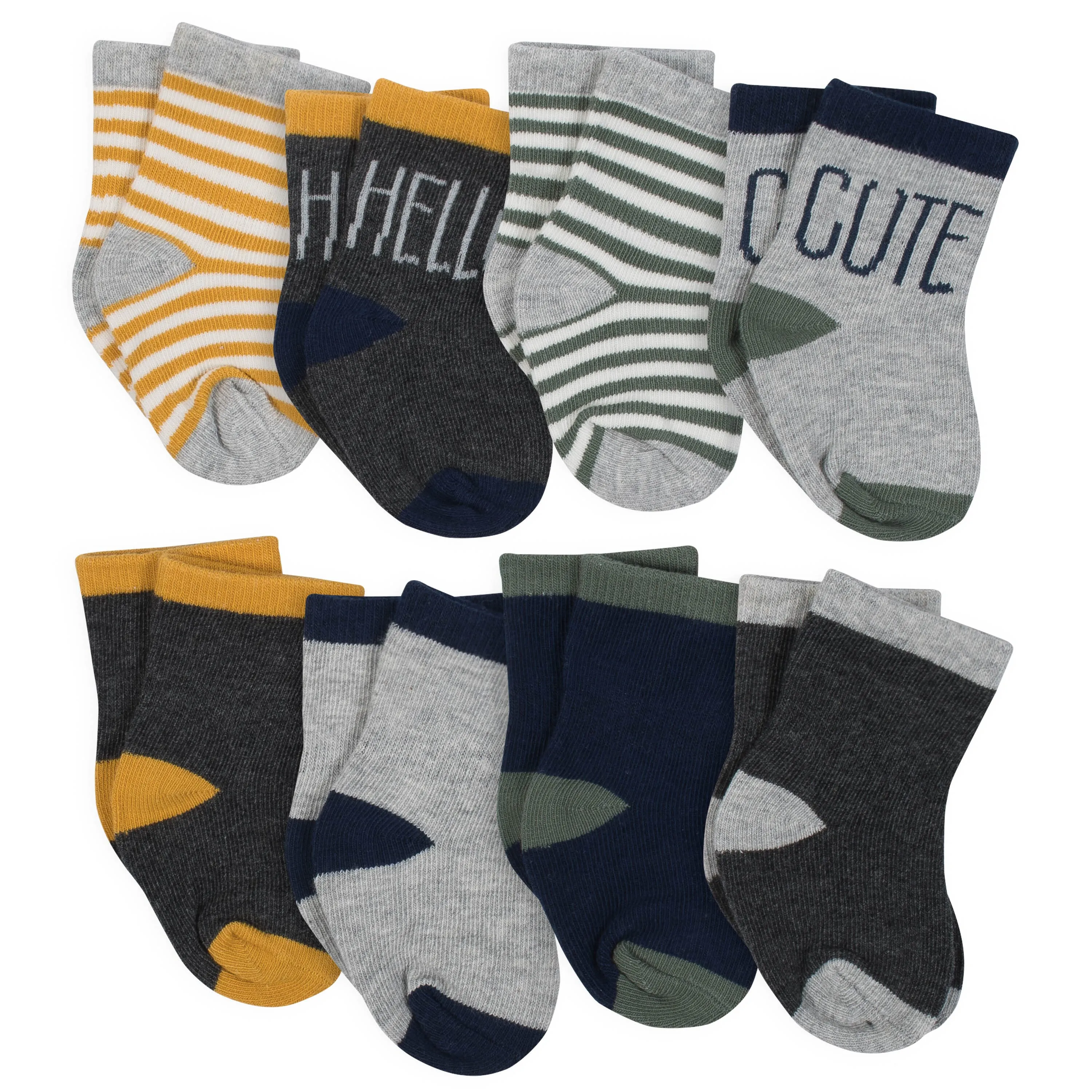 8-Pair Boys Hello Cute Wiggle-Proof® Socks