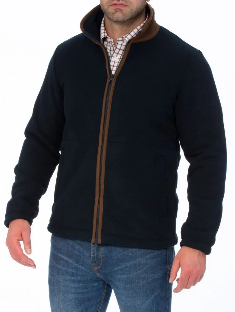 Aylsham Men's Fleece Windblock In Dark Navy - Regular Fit