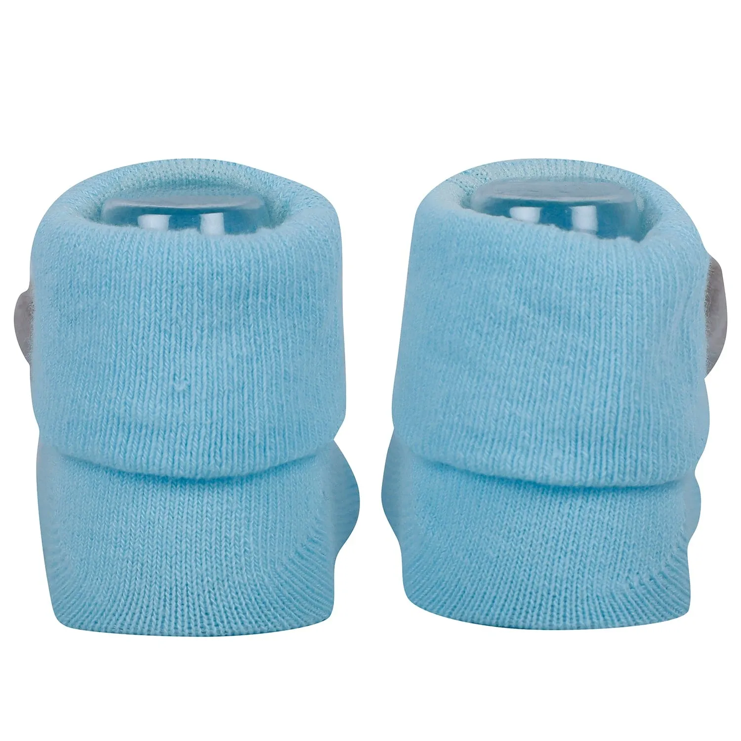 Baby Moo Cat And Bear 3D Rattle Anti-Skid Socks Booties Pack of 2 - Yellow, Blue