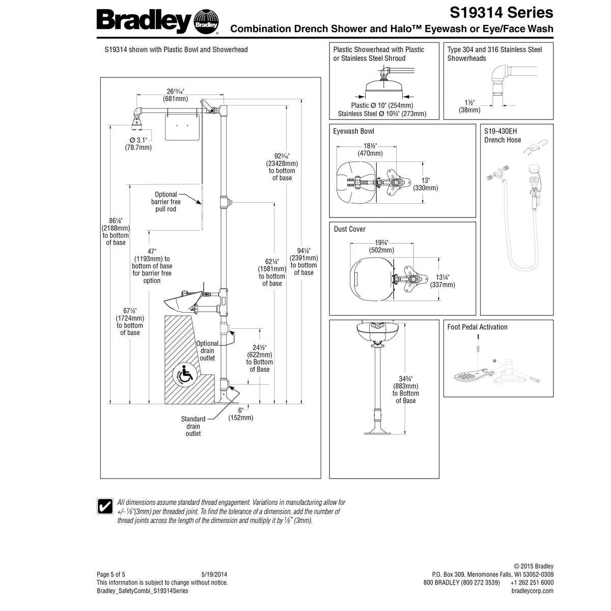 Bradley S19314P Halo Safety Shower Eyewash Station w/ Drench Hose