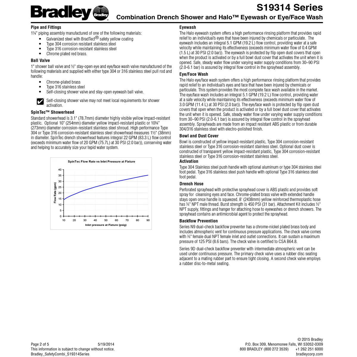 Bradley S19314P Halo Safety Shower Eyewash Station w/ Drench Hose