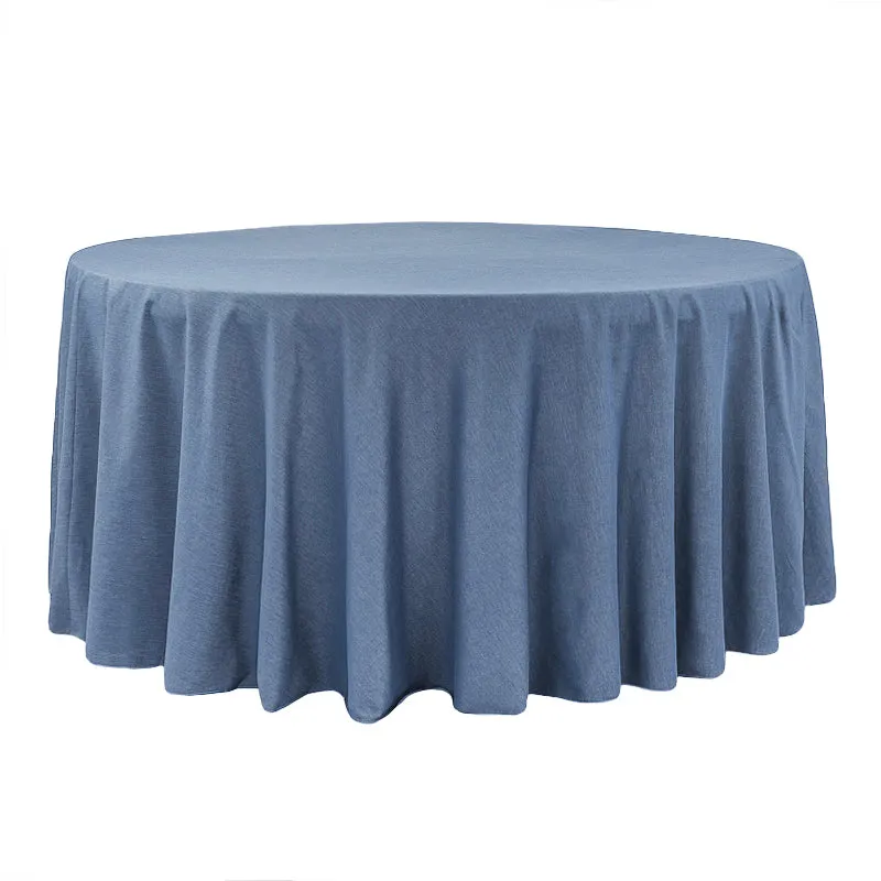 Faux Denim Tablecloth 108" Round - Dark Blue