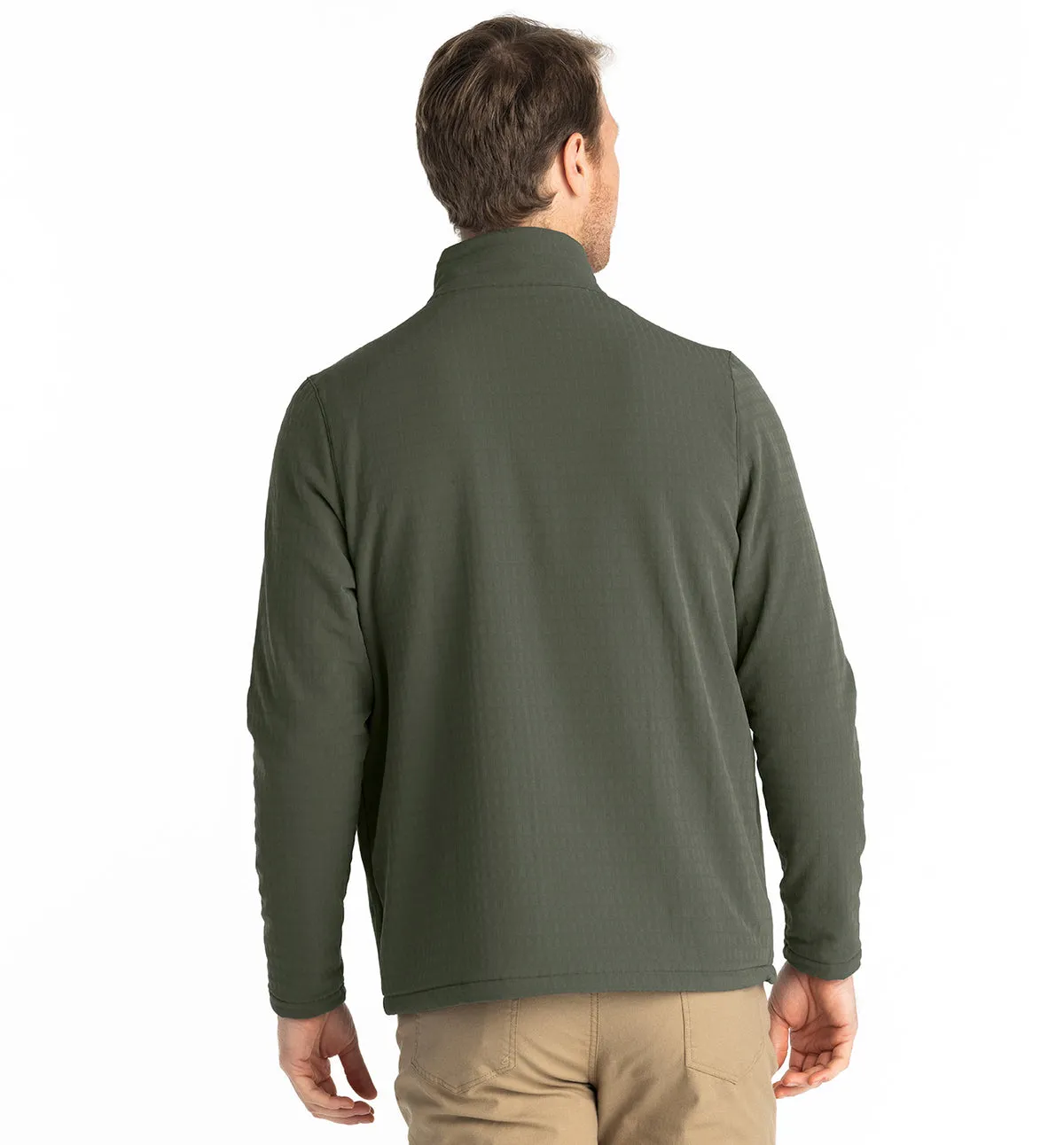 Free Fly Men's Gridback Fleece Snap Pullover - DARK OLIVE