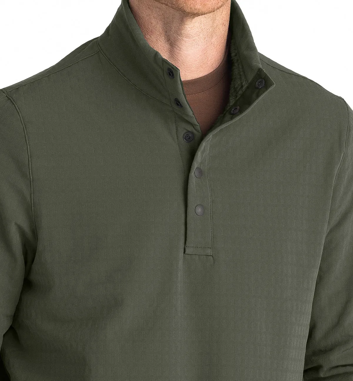 Free Fly Men's Gridback Fleece Snap Pullover - DARK OLIVE