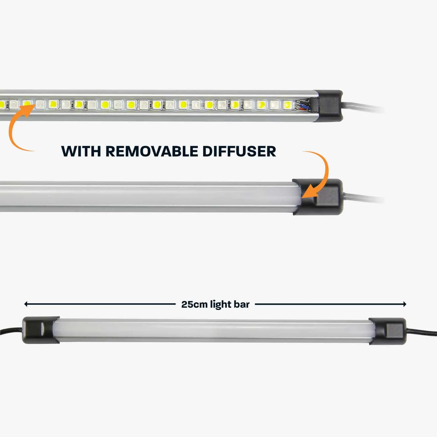 Hard Korr 10" (25cm) Orange/White LED Light Bar with Diffuser