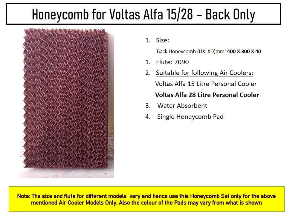 HAVAI Honeycomb Pad - Back - for Voltas Alfa 28 Litre Personal Cooler