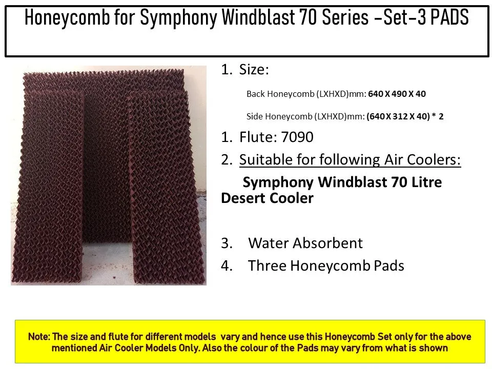 HAVAI Honeycomb Pad - Set of 3 - for Symphony Windblast 70 Litre Desert Cooler