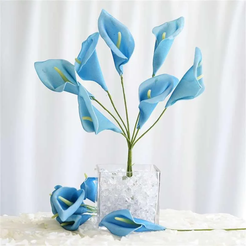 Large Calla Lily Stem Artificial Foam Flowers - Turquoise