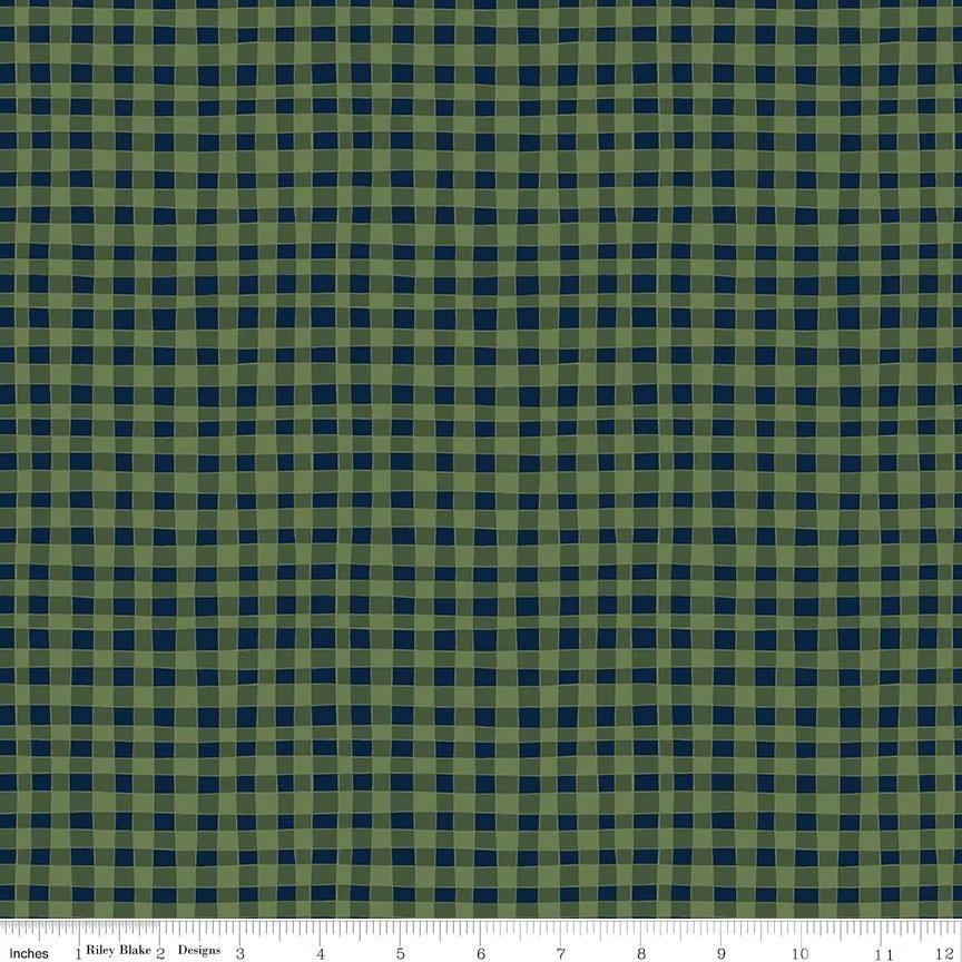 Love You S’more Gingham Olive Cotton Yardage by Gracey Larson | Riley Blake Designs