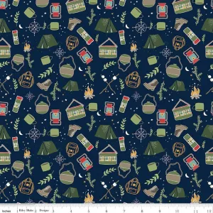 Love You S’more Main Navy Cotton Yardage by Gracey Larson | Riley Blake Designs