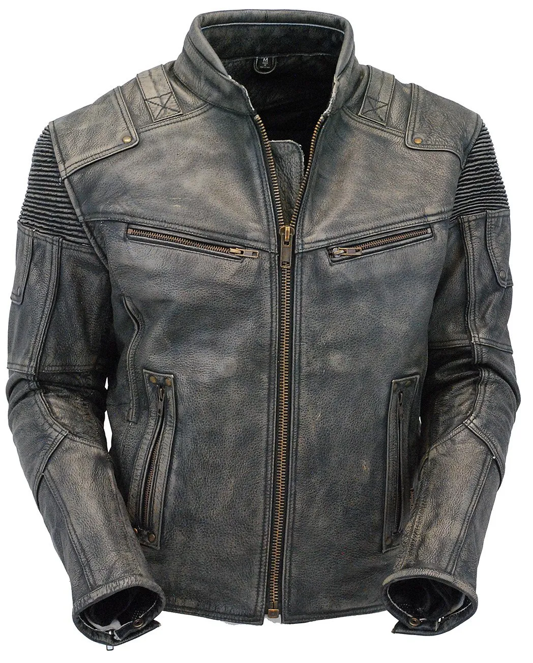 Men's Vintage Gray Vented Racer Jacket w/Concealed Pockets #MA6633VZGY ()