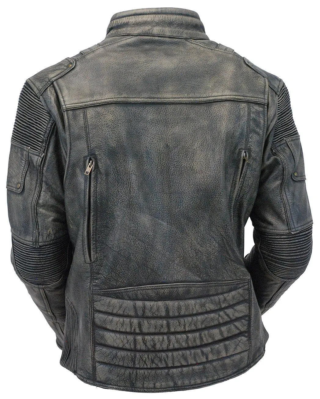 Men's Vintage Gray Vented Racer Jacket w/Concealed Pockets #MA6633VZGY ()