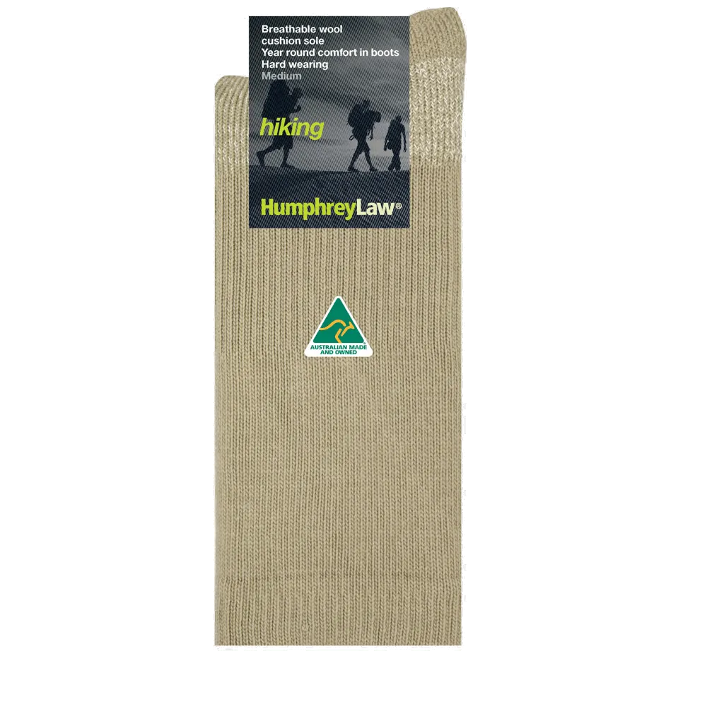 Merino Wool Hiking Socks with CoolMax in Sandstone - Aussie Made