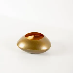 Metal Tea Light Candle Holder - Brass & Gold Foil