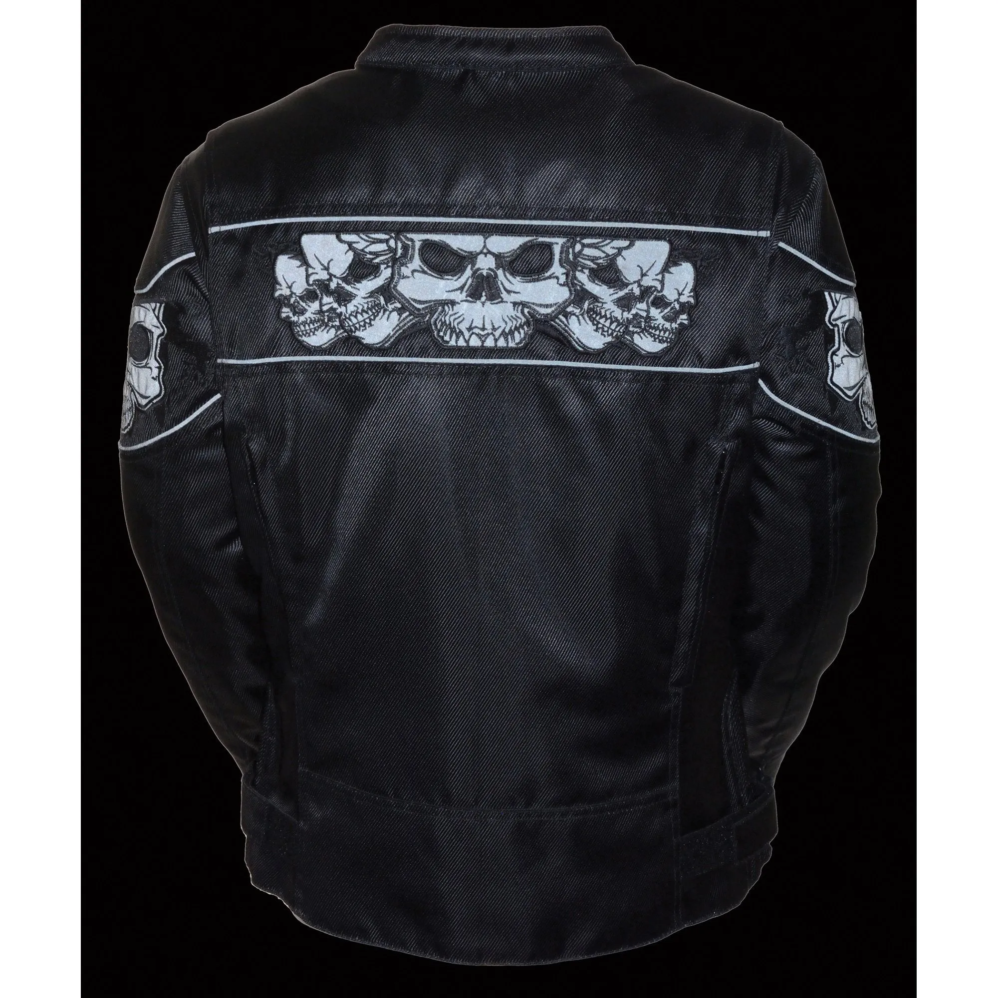 Milwaukee Leather MPL2730 Women's Black Crossover Textile Scooter Jacket with Reflective Skulls