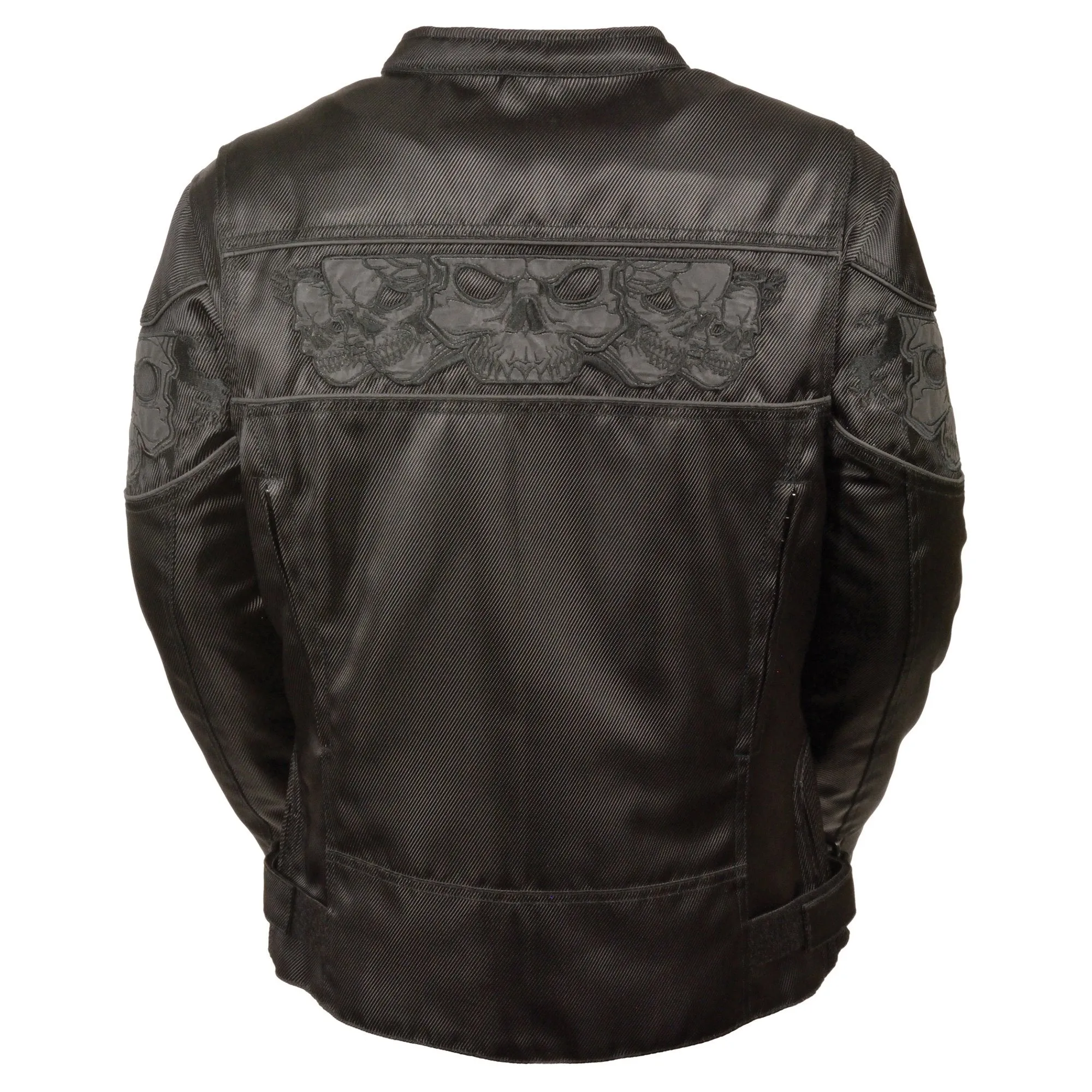 Milwaukee Leather MPL2730 Women's Black Crossover Textile Scooter Jacket with Reflective Skulls