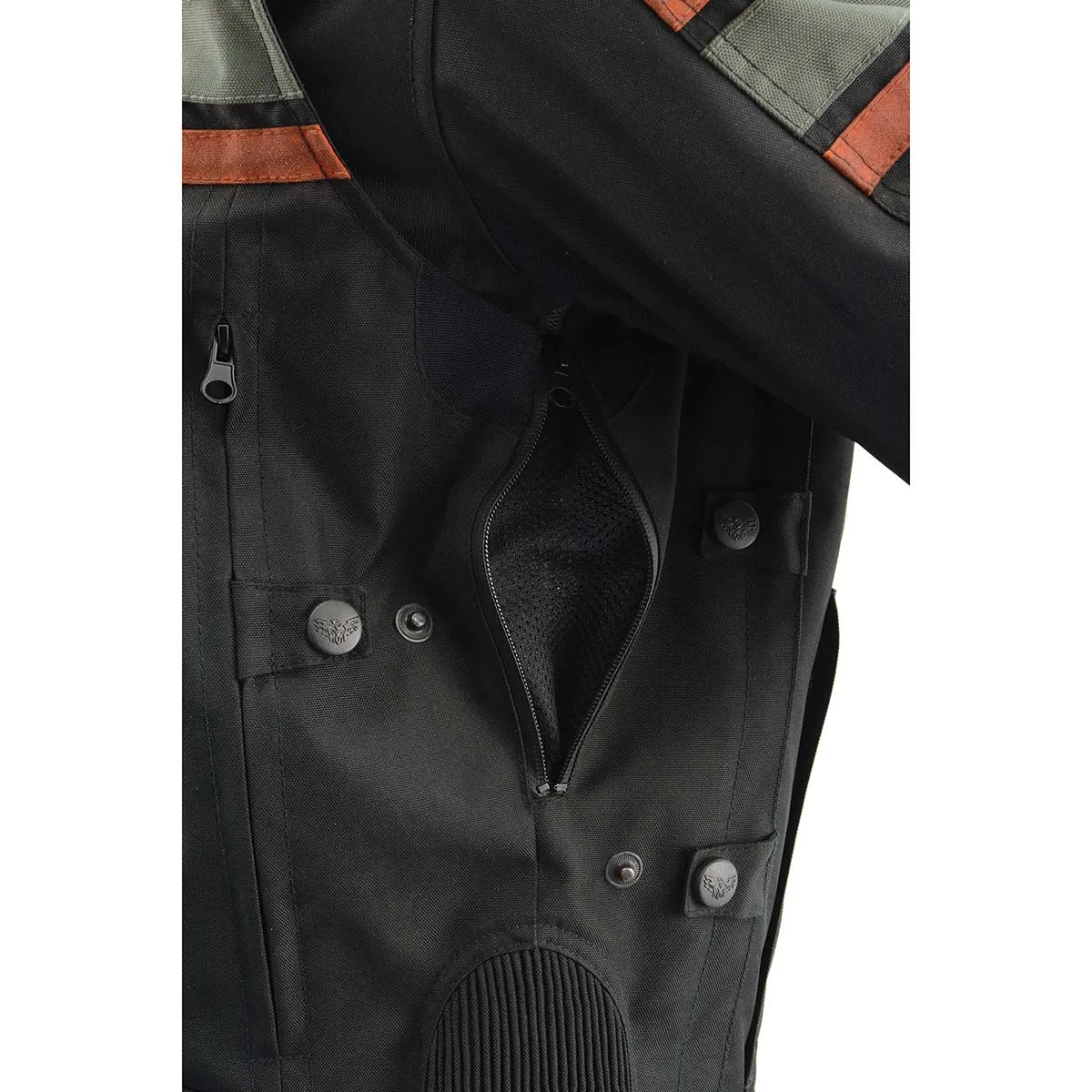 Milwaukee Leather MPM1751 Burnt Orange Leather and Textile Armored Motorcycle Jacket for Men - All Season