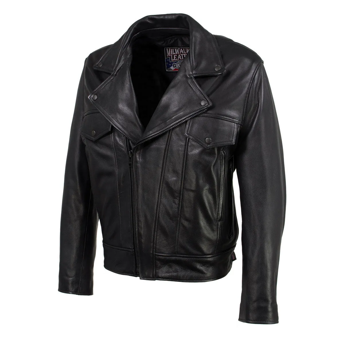 Milwaukee Leather USA MADE MLJKM5008 Men's Black 'Revolve' Premium Leather Vented Motorcycle Jacket