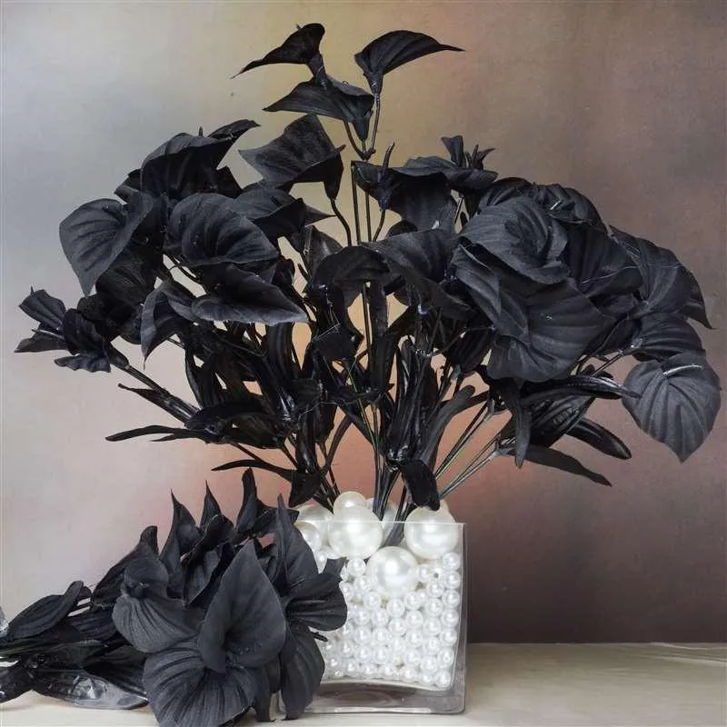 Mini Calla Lily Bush Artificial Silk Flowers - Black