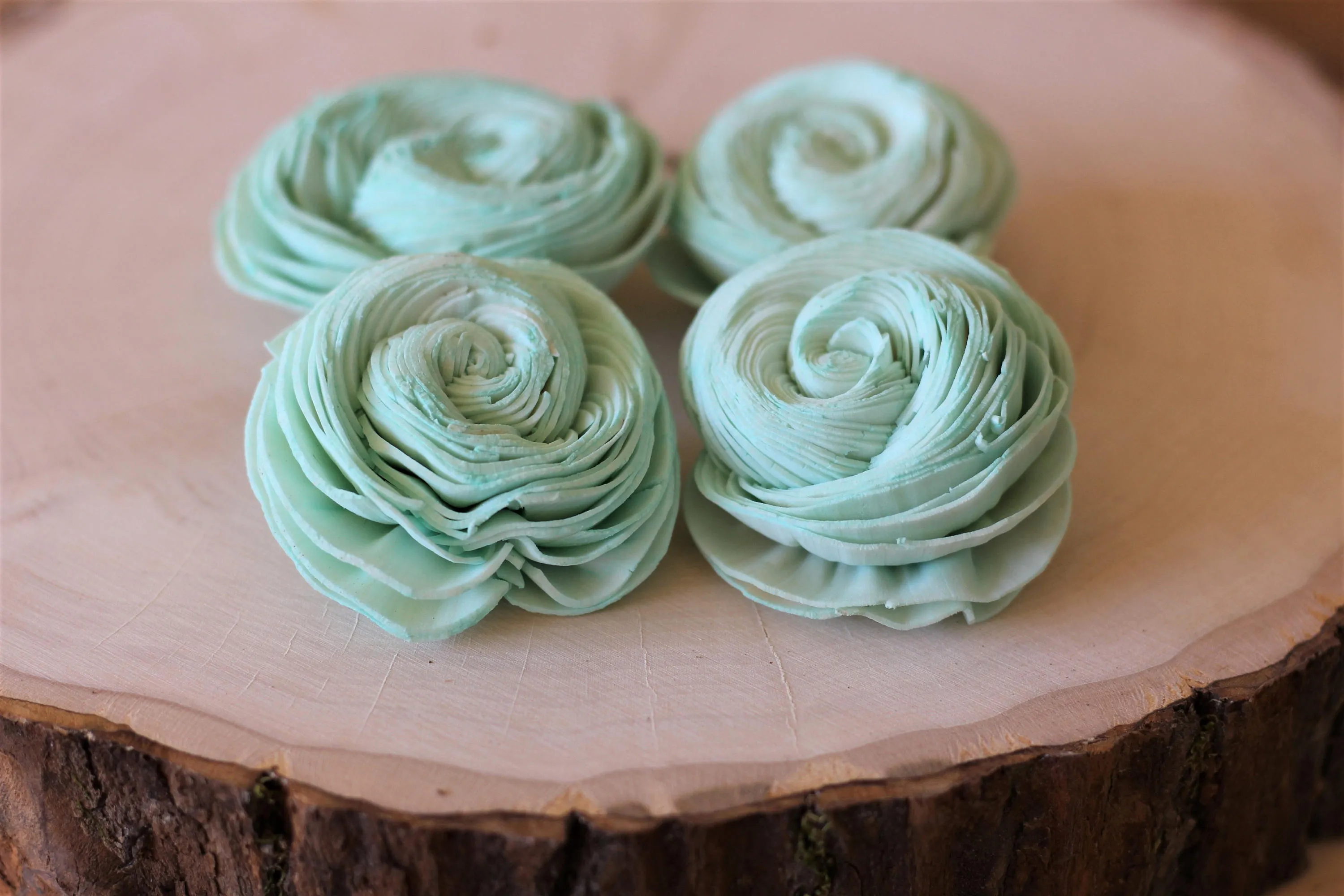 Mint Sola Wood Shell Flowers ( Set of 12 )