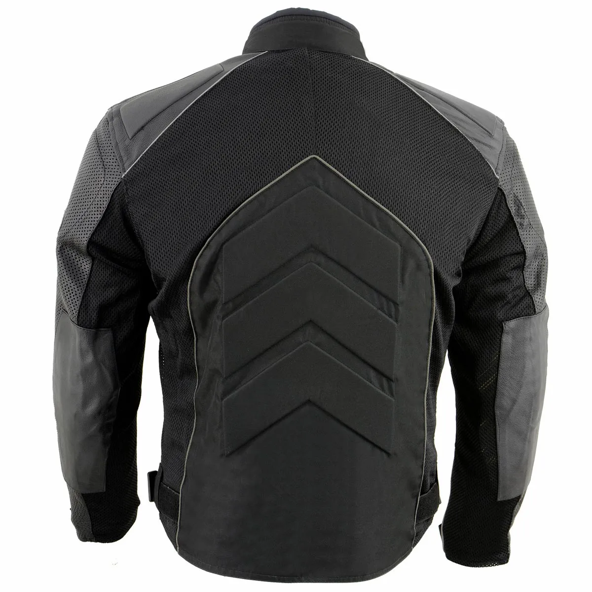 NexGen SH2153 Men's Black and Grey Armored Moto Textile and Leather Combo Jacket