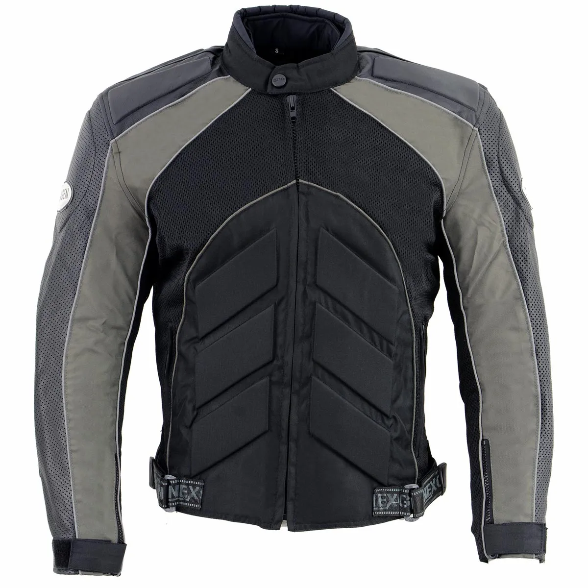 NexGen SH2153 Men's Black and Grey Armored Moto Textile and Leather Combo Jacket