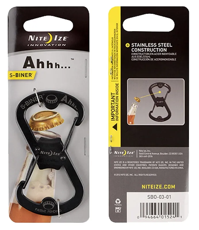 Nite Ize S-Biner Ahhh... SBO-03-01 Key Ring and Bottle Opener, Stainless Steel Case :CD: QUANTITY: 1