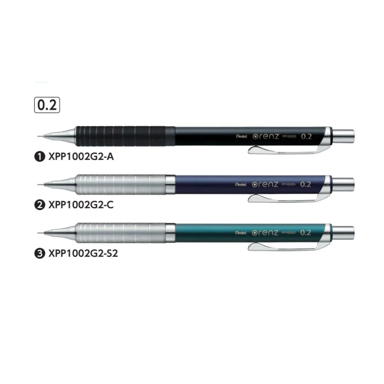 (Pre-Order) PENTEL Orenz metal grip type 0.2mm mechanical pencil XPP1002G2 Z2-1N PPE-2