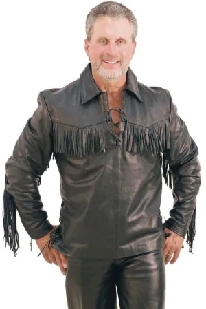 Premium Buffalo Pullover Fringe Leather Shirt #MS1082FK ()