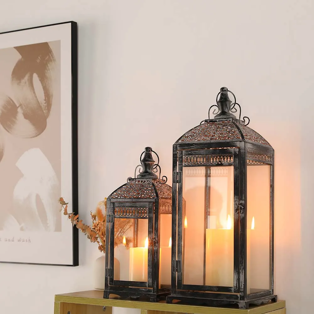 Set of 2 Hanging Candle Lanterns