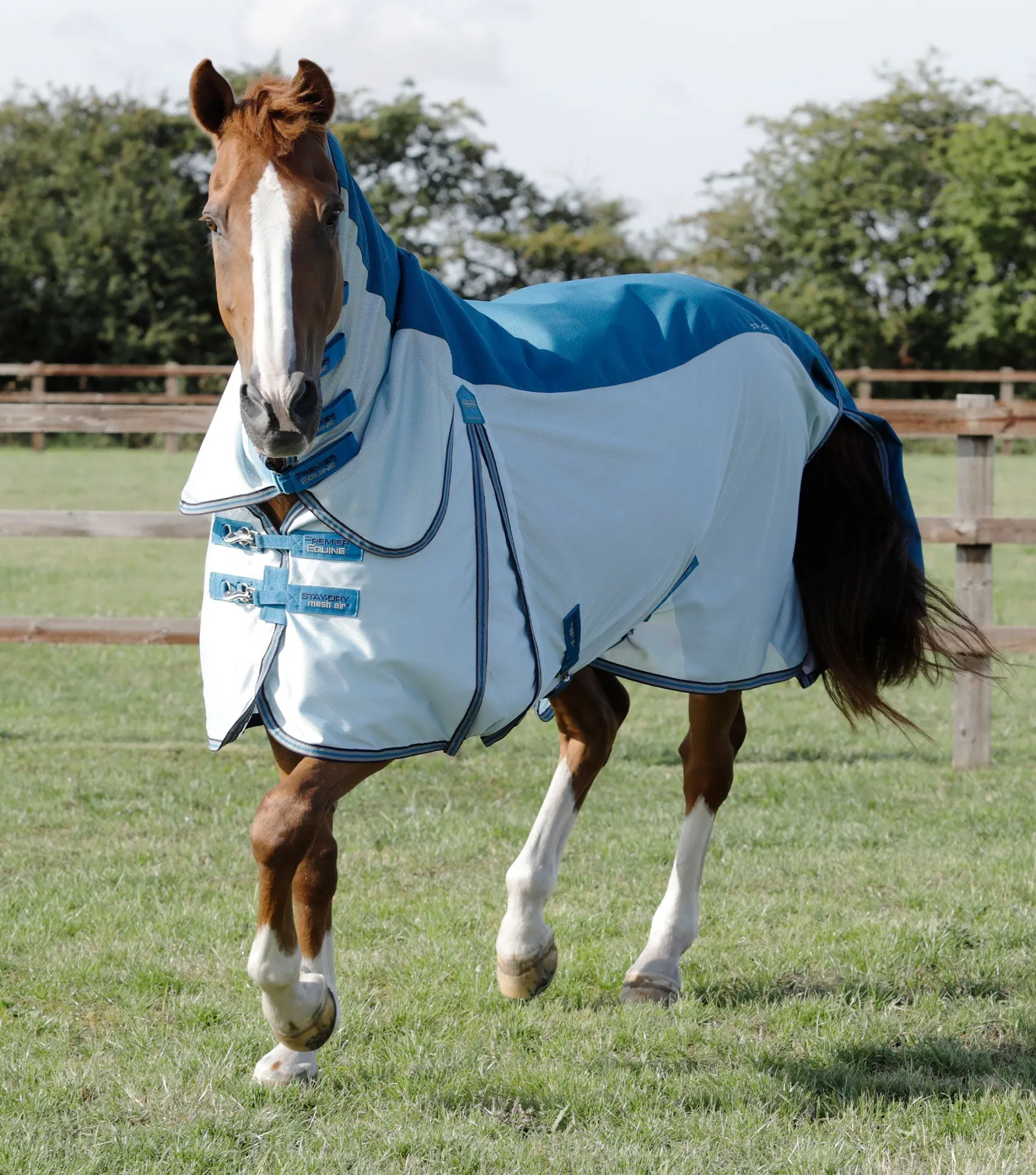 Stay-Dry Mesh Air Fly Rug with Surcingles Blue