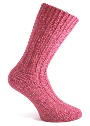 Traditional Donegal Wool Socks in Bright Pink