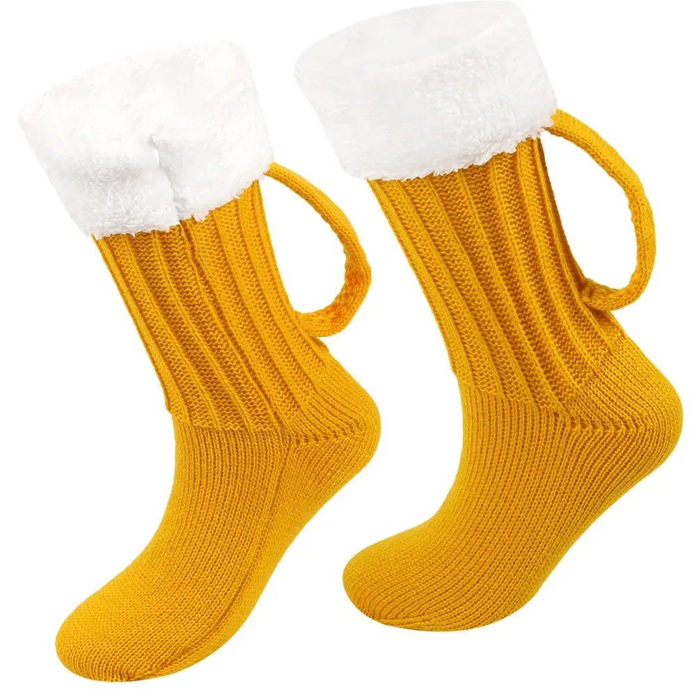 Trendy Beer Inspired Mug Knitted Socks