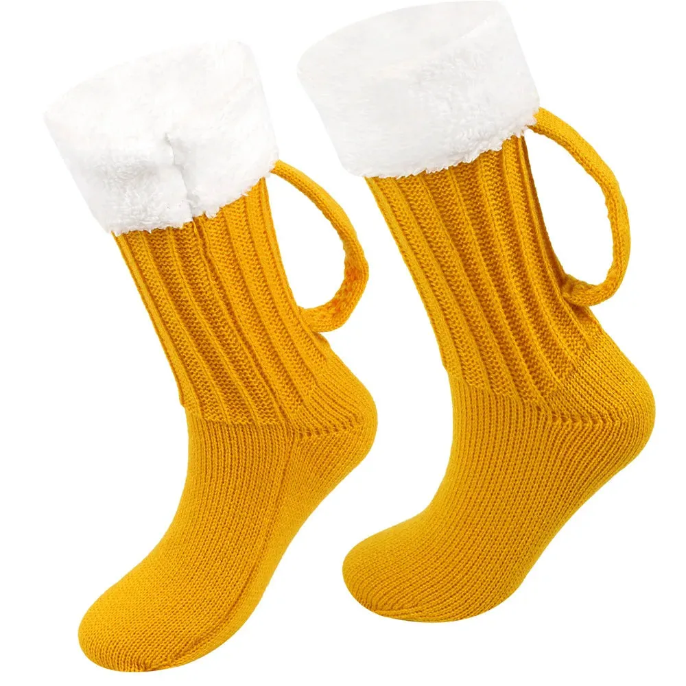 Trendy Beer Inspired Mug Knitted Socks