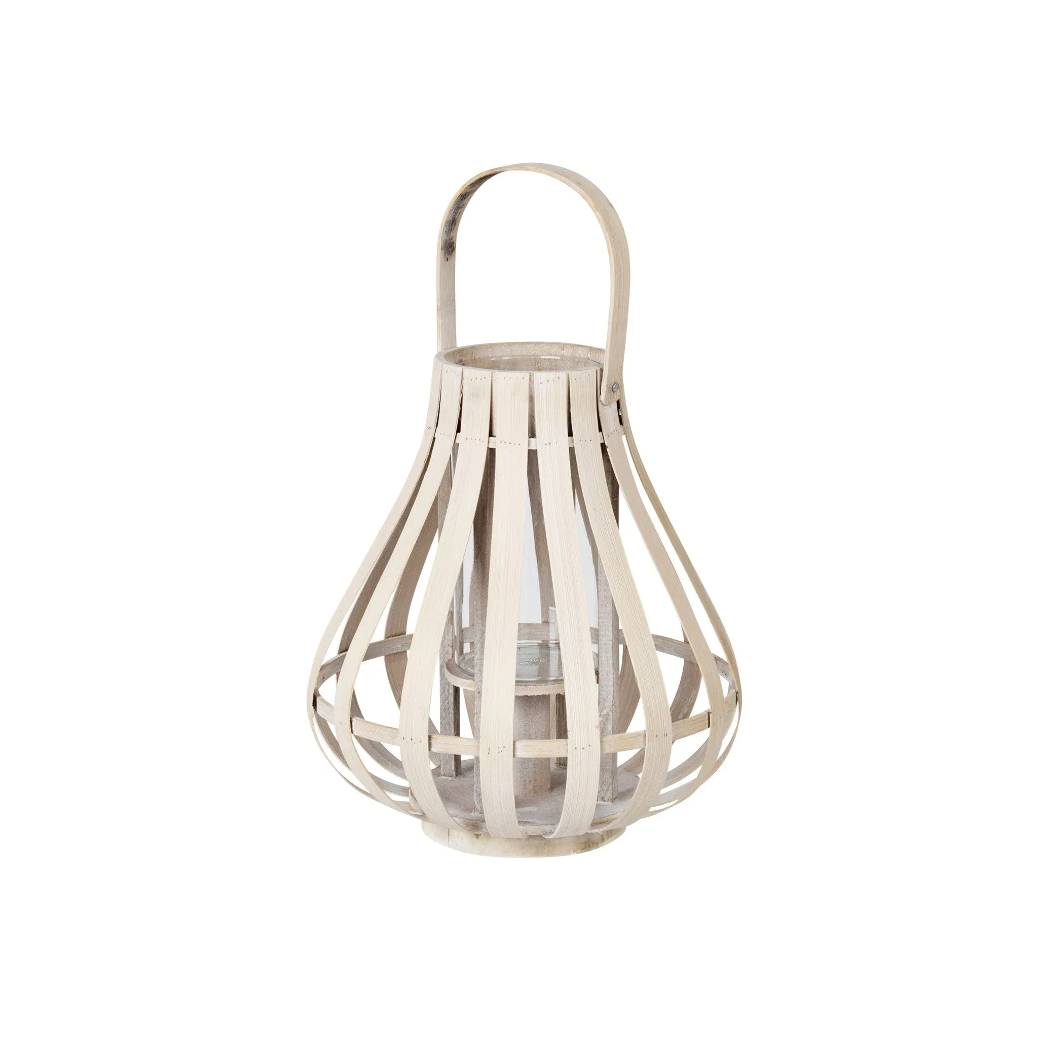 Whitewashed Natural Bamboo Lantern from Broste - Sally