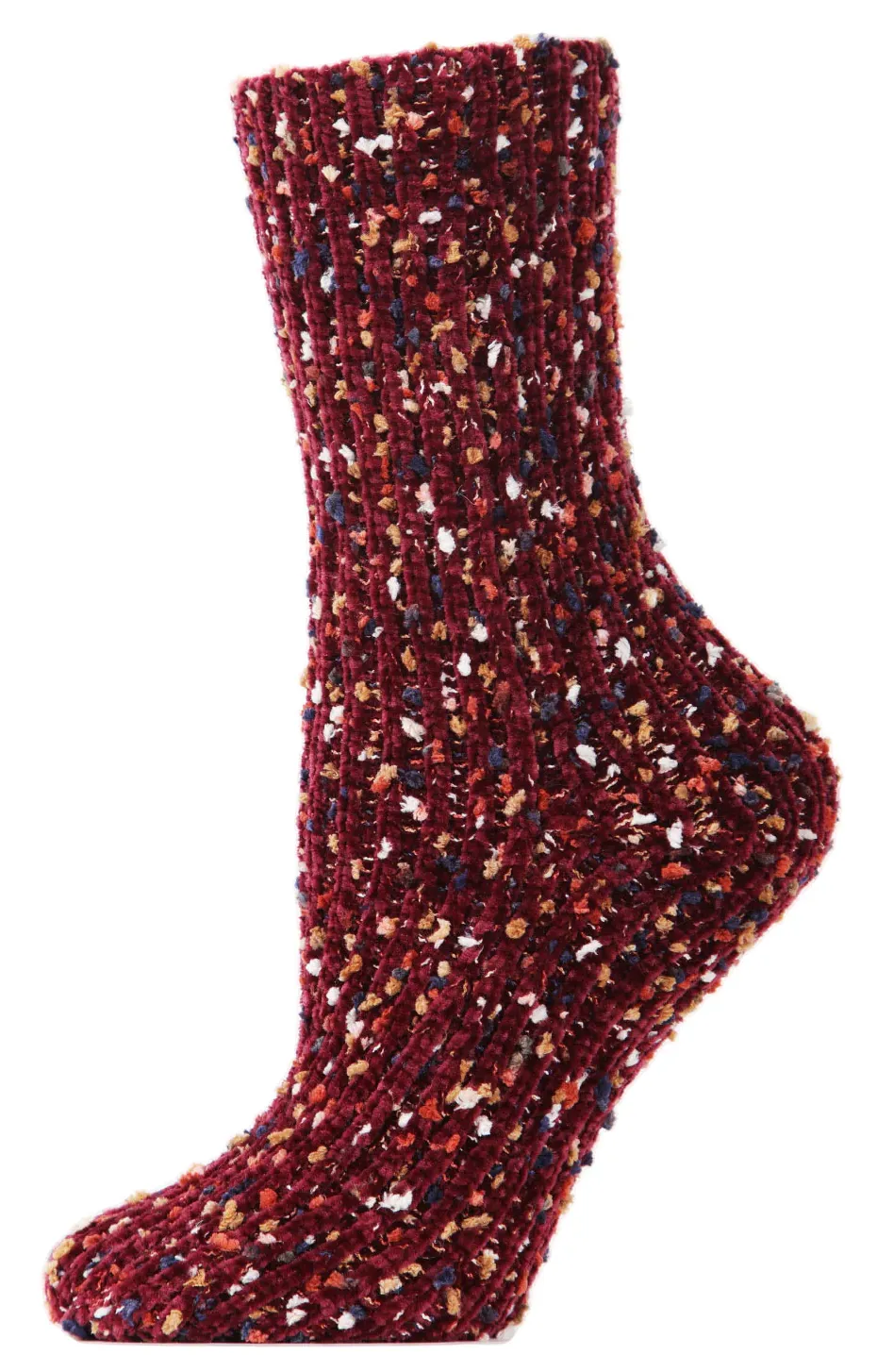 Women's Confetti Cozy Crew Socks -Burgundy