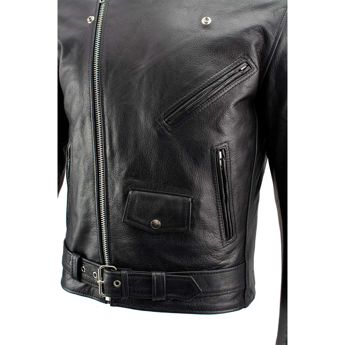 Xelement B7100 Men's 'Classic' Black TOP GRADE Leather Motorcycle Biker Jacket