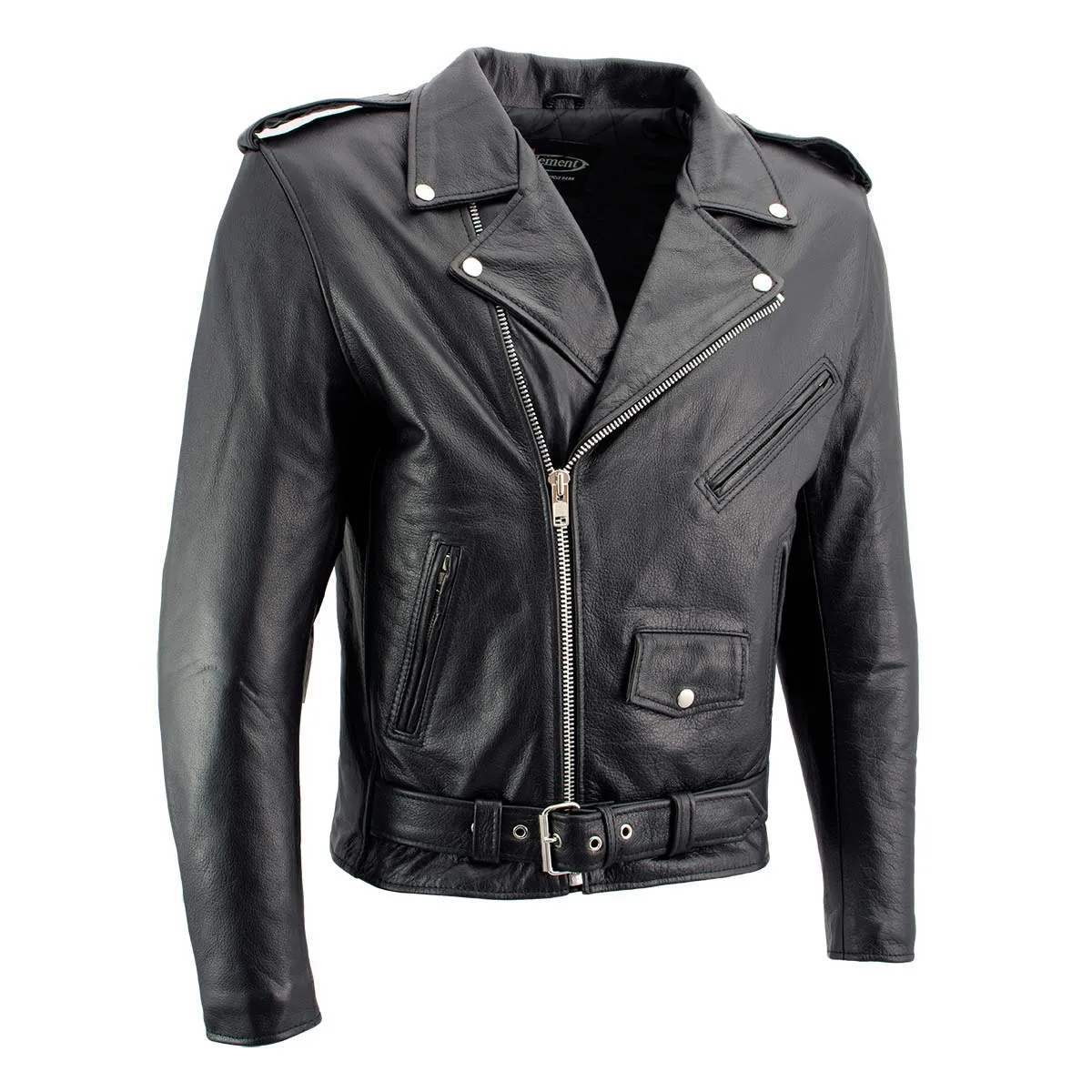 Xelement B7100 Men's 'Classic' Black TOP GRADE Leather Motorcycle Biker Jacket