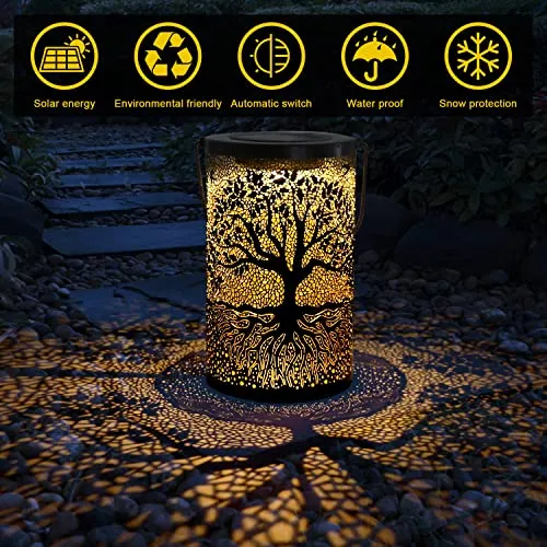 ZWOOS Solar Lantern for Outdoor, Waterproof Solar Lights, Hanging/ Standing, for Balcony, Patio, Garden Decoration (Big Tree)